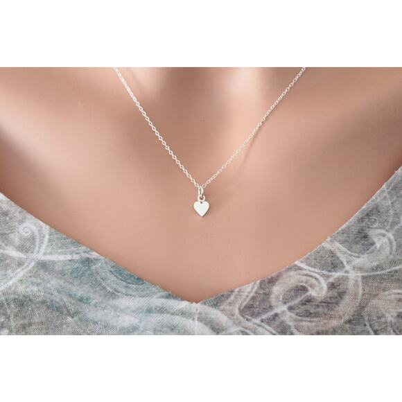 Tiny Sterling Silver Heart Necklace - Picture 2 of 3